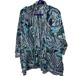 ANU Echo Sapphire BLUE FLORAL Embroidered Wool Jacket MEDIUM